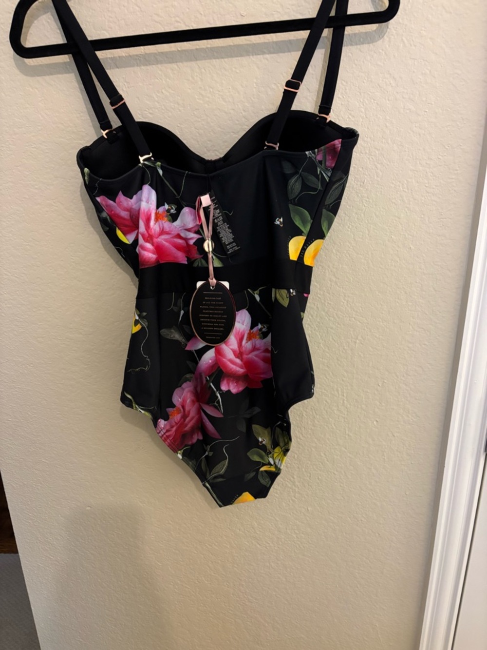 Ted Baker Black Floral Swimsuit 34DD - Picture 2 of 4